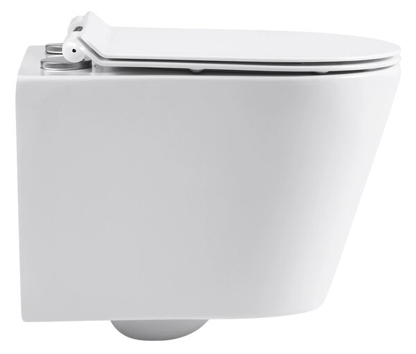 CERANO - WC závesné Norbi, Rimless + Slim/UF sedátko - biela lesklá - 48,5x36,5 cm