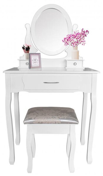 Aga Toaletný stolík so zrkadlom + stolička PHO0052 Biely