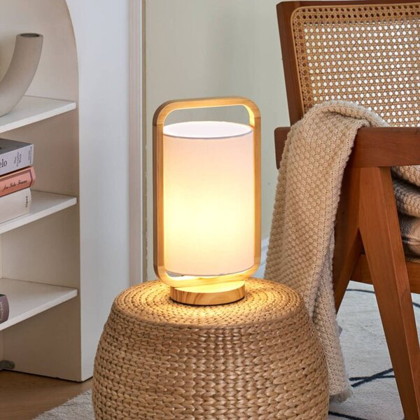 Pauleen Woody Charm stolová lampa z látky a dreva, Svetlé drevo, Obývacia izba / jedáleň, Drevo, Štýl mladých, Stolová lampa