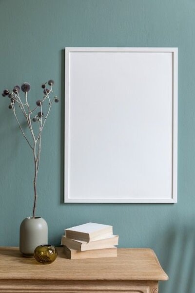 Biela magnetická tabuľa v bielom drevenom ráme 60x40 cm