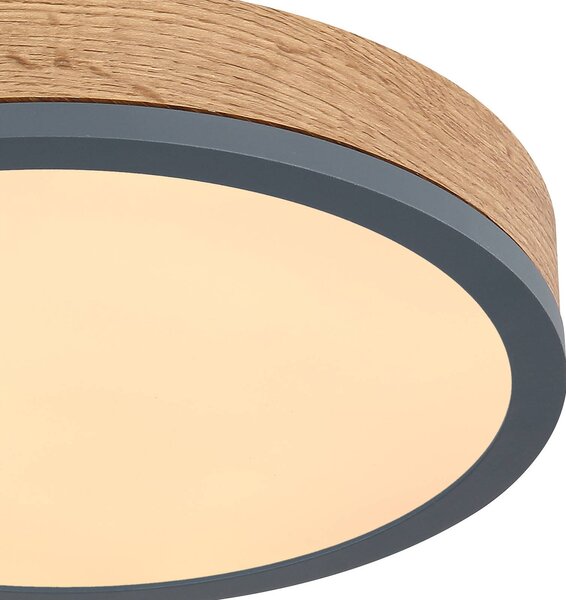 LED stropné svietidlo Doro Ø 30 cm tmavé drevo, grafit, Čierna, Obývacia izba / jedáleň, Drevo, Moderný, Závesné svietidlo