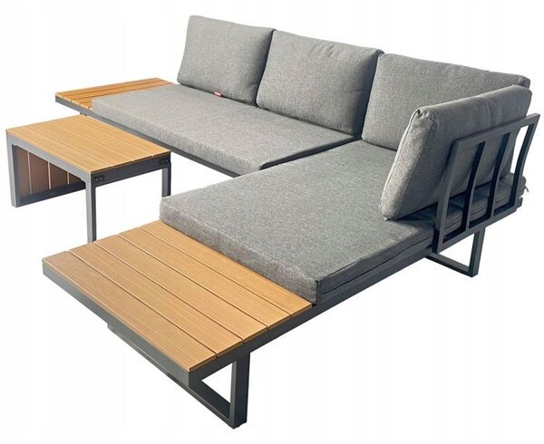 ZÁHRADNÝ SET NORM 175 x 78 + STOLÍK HNEDÝ + SIVÝ