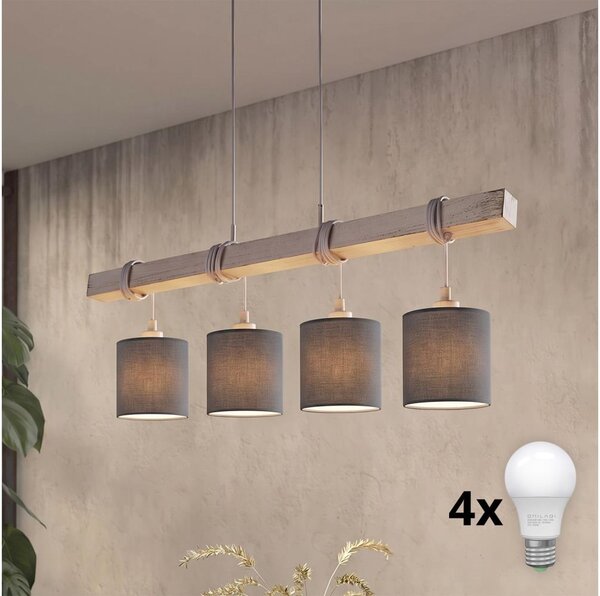 Brilagi - LED luster na lanku NUBILA 4xE27/60W/230V sivá/antracit