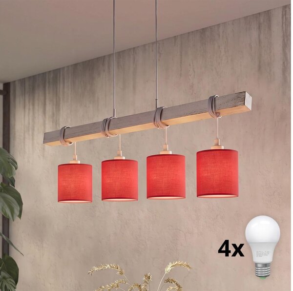 Brilagi - LED luster na lanku NUBILA 4xE27/60W/230V sivá/červená