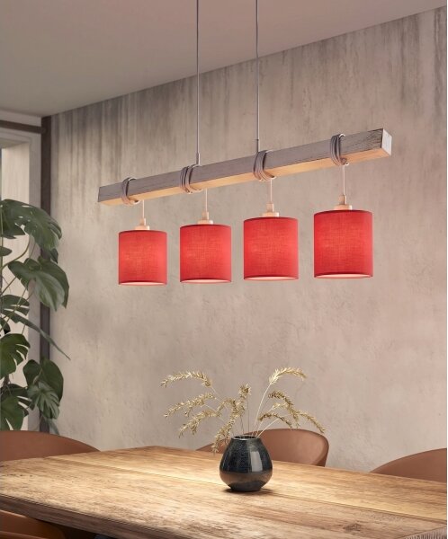 Brilagi - LED luster na lanku NUBILA 4xE27/60W/230V sivá/červená