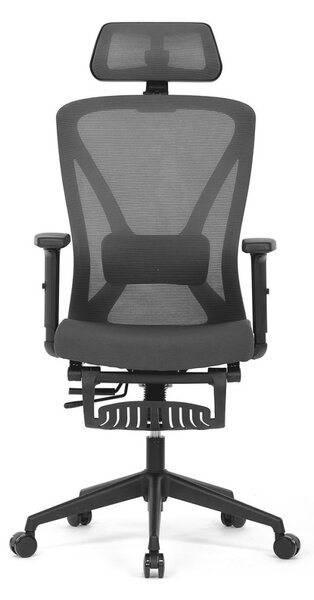 Ergonomická kancelárska stolička ZANE s podnožkou — sieťovina/látka, sivá