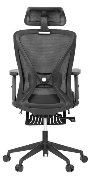 Ergonomická kancelárska stolička ZANE s podnožkou — sieťovina/látka, čierna