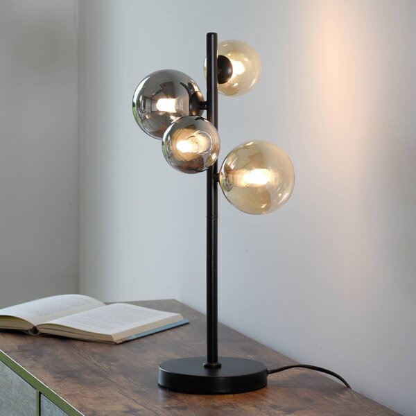 Stolová lampa Paul Neuhaus Popsicle, sklo, výška 48 cm, G9, Čierna, Obývacia izba / jedáleň, kov, Moderný, Guľa