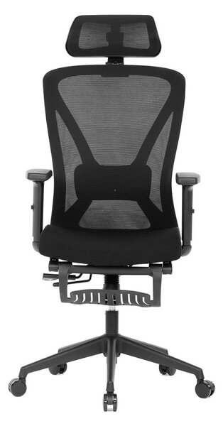 Ergonomická kancelárska stolička ZANE s podnožkou — sieťovina/látka, čierna