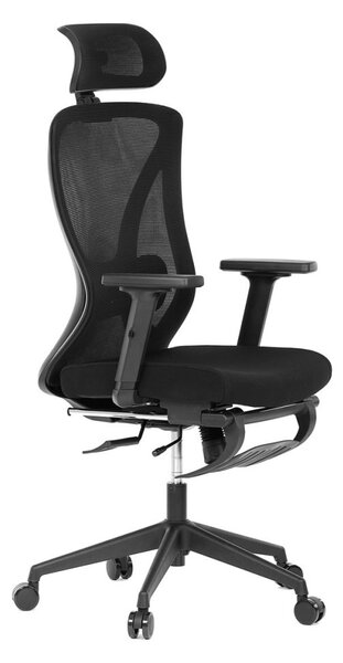 Ergonomická kancelárska stolička ZANE s podnožkou — sieťovina/látka, čierna