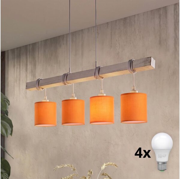 Brilagi - LED luster na lanku NUBILA 4xE27/60W/230V sivá/oranžová