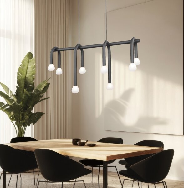 Luster na lanku DELORI 8xG9/28W/230V čierny