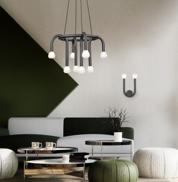 Závesný luster DELORI na lanku 8xG9/28W/230V, čierny