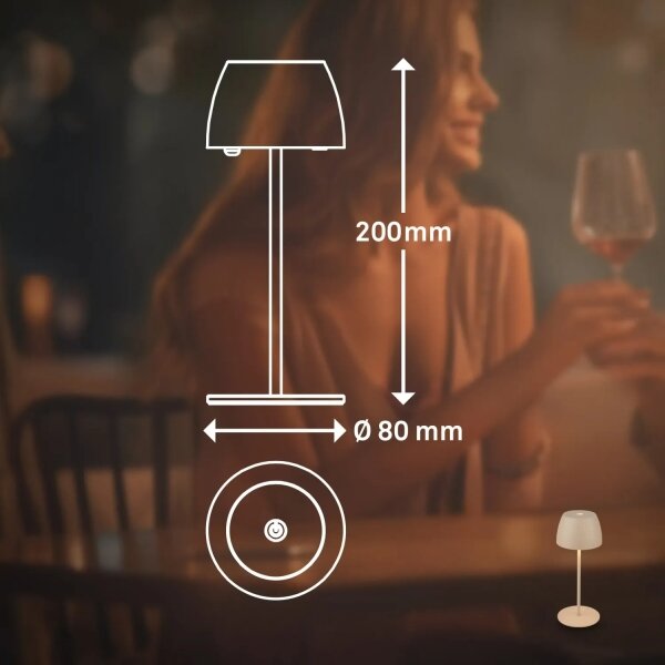 Briloner - LED stmievateľná nabíjateľná dotyková vonkajšia stolná lampa MINI LED/2,5W/5V IP44 1800 mAh béžová