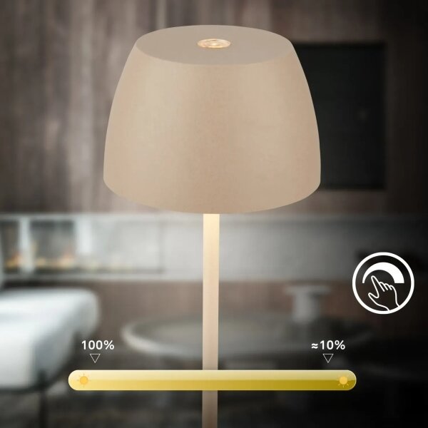 Briloner - LED stmievateľná nabíjateľná dotyková vonkajšia stolná lampa MINI LED/2,5W/5V IP44 1800 mAh béžová