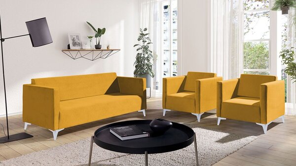 Mirjan24 Sedacia súprava Denim 3+1+1, Dostupné poťahy: Solo 257, Farby nožičiek: biely lesk 5902928354072