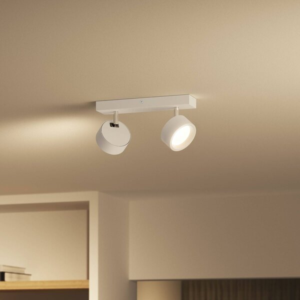Philips Bracia LED stropné bodové svetlo 2-plameňové, biely, Biela / opálová, Obývacia izba / jedáleň, Hliník, Moderný, Stropné svetlo