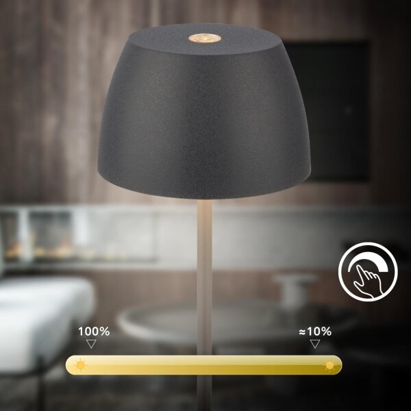 Briloner - LED stmievateľná, nabíjateľná, dotyková, vonkajšia stolná lampa MINI LED/2,5W/5V IP44 1800 mAh antracit