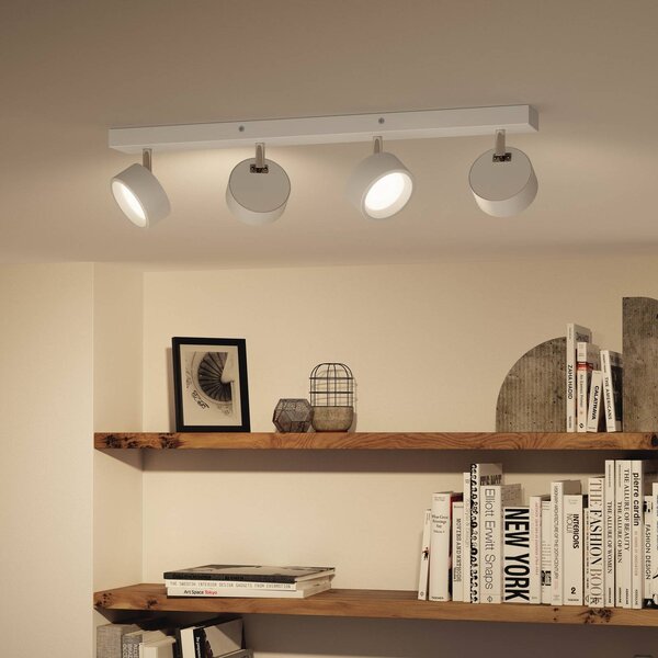 Philips Bracia LED stropné bodové svetlo 4-plameňové, biely, Biela / opálová, Obývacia izba / jedáleň, Hliník, Moderný, Stropné svetlo