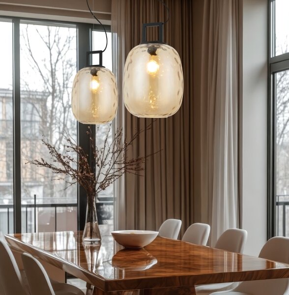 Závesný luster LUCY na lanku 1xE27/40W/230V dymovo-béžový