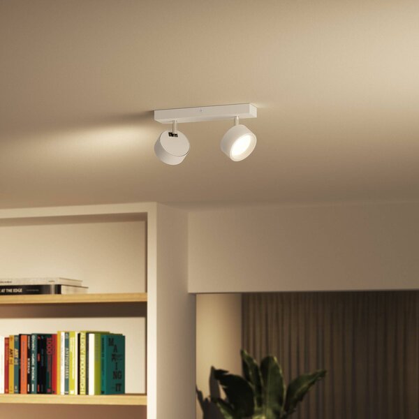Philips Bracia LED stropné bodové svetlo 2-plameňové, biely, Biela / opálová, Obývacia izba / jedáleň, Hliník, Moderný, Stropné svetlo
