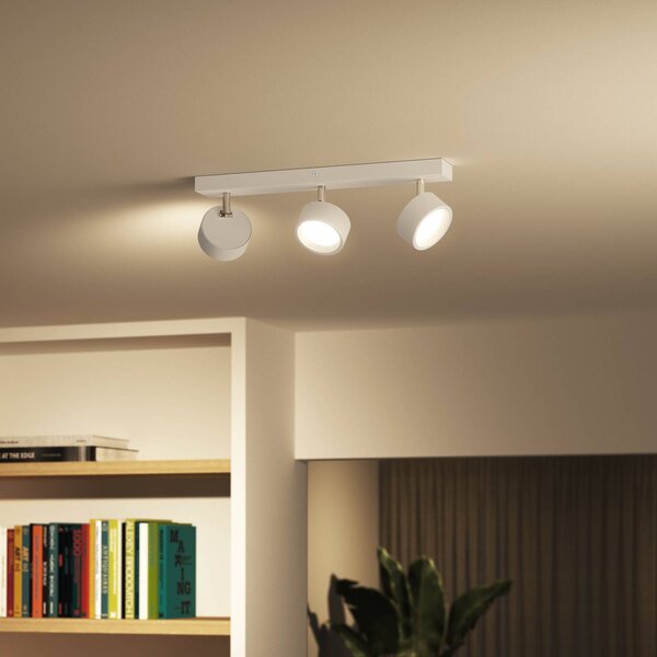 Philips Bracia LED stropné bodové svetlo s 3-plameňovou konštrukciou, biely, Biela / opálová, Obývacia izba / jedáleň, Hliník, Moderný, Stropné svetlo
