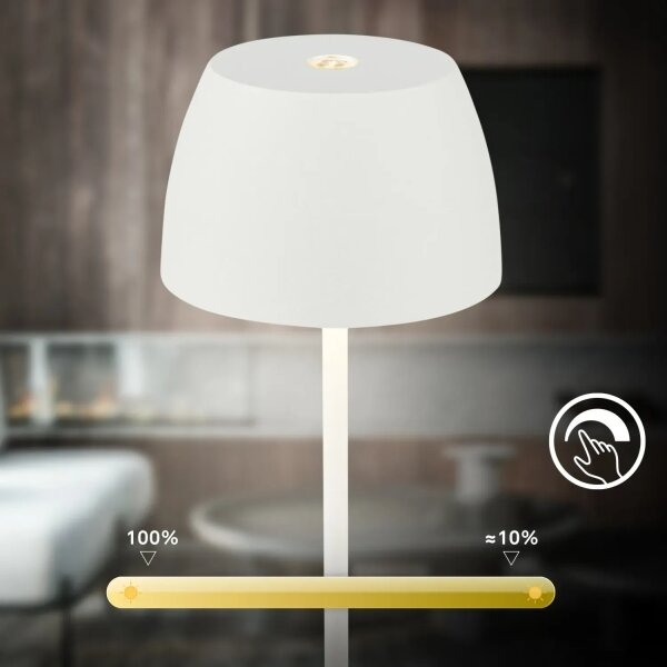 Briloner - LED stmievateľná nabíjateľná dotyková vonkajšia stolná lampa MINI LED/2,5W/5V IP44 1800 mAh biela