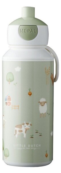 Svetlozelená plastová detská fľaša 400 ml Little Farm by Little Dutch – Mepal