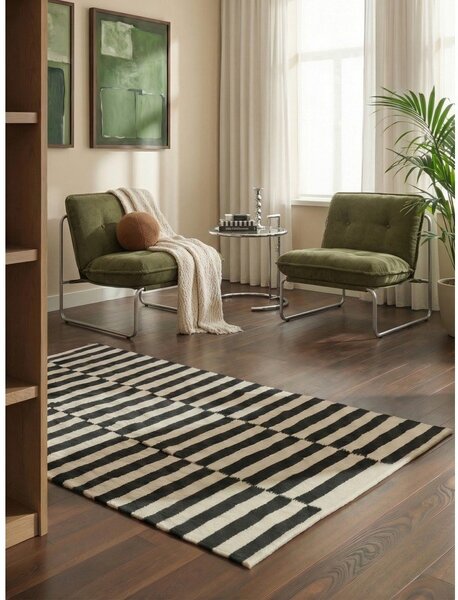 Čierno-biely obojstranný ručne tkaný vlnený koberec 120x180 cm Donna – Hanse Home