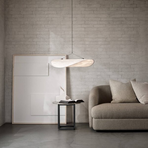 LED závesné svietidlo New Works Tense, Ø 70 cm, biele, Biela / opálová, Obývacia izba / jedáleň, Plast, Dizajn, Závesné svietidlo