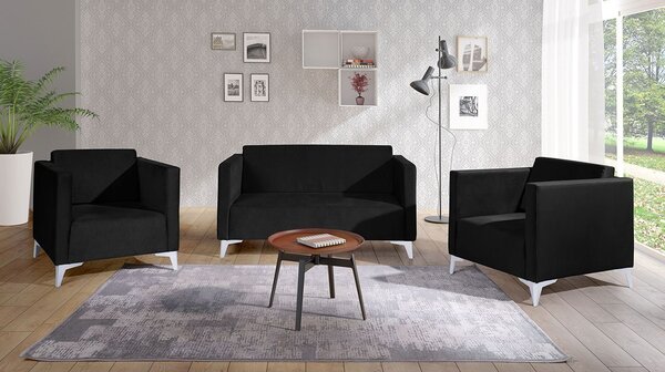 Mirjan24 Sedacia súprava Denim 2+1+1, Dostupné poťahy: Solo 260, Farby nožičiek: čierny lesk 5902928303698