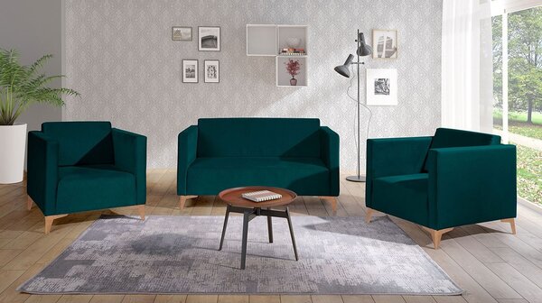 Mirjan24 Sedacia súprava Denim 2+1+1, Dostupné poťahy: Solo 260, Farby nožičiek: čierny lesk 5902928303698