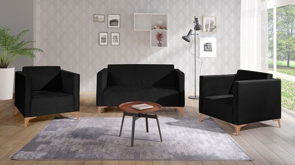 Mirjan24 Sedacia súprava Denim 2+1+1, Dostupné poťahy: Solo 260, Farby nožičiek: čierny lesk 5902928303698
