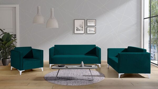 Mirjan24 Sedacia súprava Denim 3+2+1, Dostupné poťahy: Solo 251, Farby nožičiek: biely lesk 5902928353204