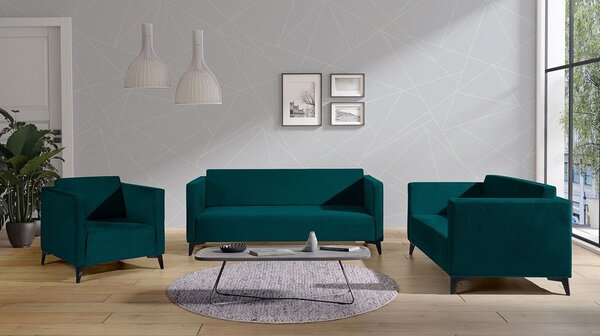Mirjan24 Sedacia súprava Denim 3+2+1, Dostupné poťahy: Solo 251, Farby nožičiek: biely lesk 5902928353204