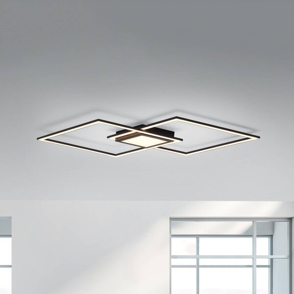JUST LIGHT. GmbH Stropné LED svetlo Asmin, čierne, 106x37cm, Čierna, Obývacia izba / jedáleň, Hliník, Moderný, Stropné svetlo