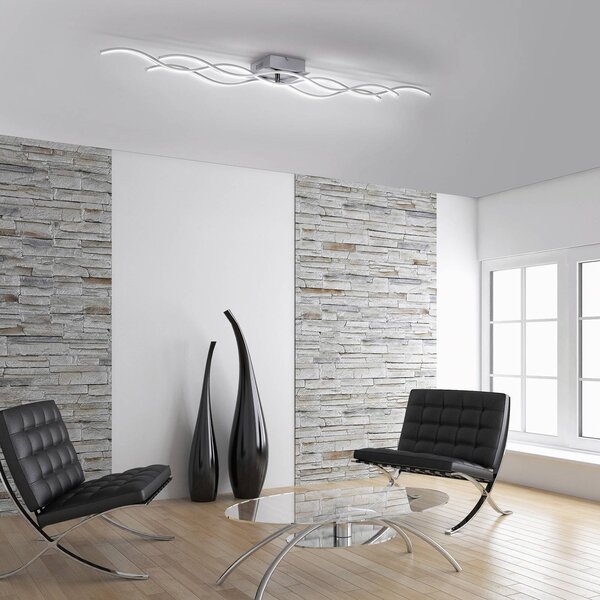 JUST LIGHT. GmbH LED stropné svietidlo Wave 3000K 139,5x16cm oceľ, Hliník / sivá / zinok, Obývacia izba / jedáleň, Hliník, Moderný, Stropné svetlo