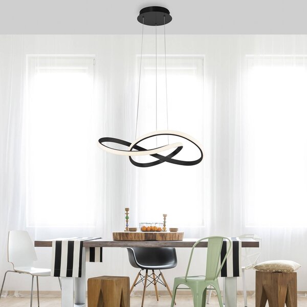 JUST LIGHT. GmbH Závesné svetlo LED Maria, 3-stupňové stmievanie, čierne, Čierna, Spálňa, Hliník, Moderný, Závesné svietidlo