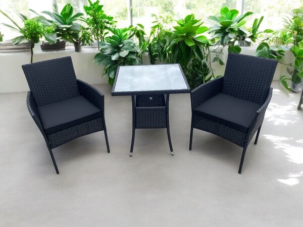 VerDesign Záhradný set 2+1 CAMELIA, čierny