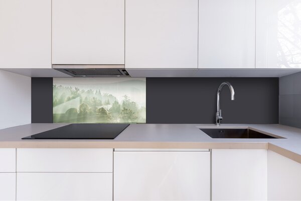 DIMEX | Plexisklo za kuchynskú linku PGT-08040-196 | 80 x 40 cm Slnečné lúče nad lesom