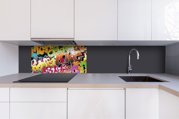 DIMEX | Plexisklo za kuchynskú linku PGT-08040-020 | 80 x 40 cm Graffiti