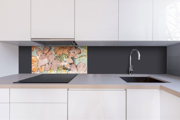 DIMEX | Plexisklo za kuchynskú linku PGT-08040-215 | 80 x 40 cm Farebný kvetinový vzor