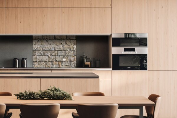 DIMEX | Plexisklo za kuchynskú linku PGT-08060-251 | 80 x 60 cm Múr z kamenných blokov
