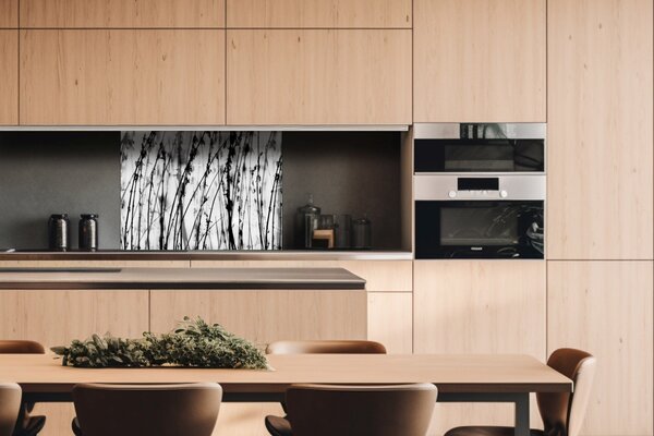 DIMEX | Plexisklo za kuchynskú linku PGT-08060-137 | 80 x 60 cm Čiernobiela tráva