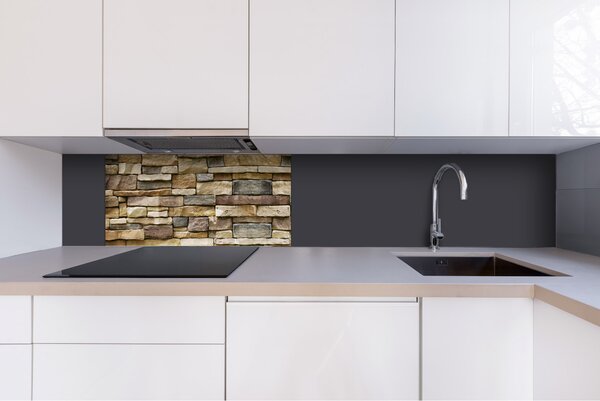 DIMEX | Plexisklo za kuchynskú linku PGT-08040-256 | 80 x 40 cm Béžové kamenné obloženie