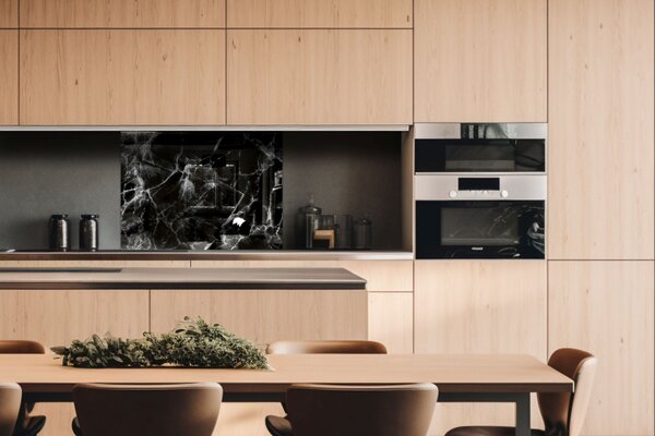 DIMEX | Plexisklo za kuchynskú linku PGT-08060-155 | 80 x 60 cm Čierny mramor