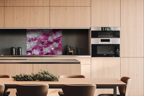 DIMEX | Plexisklo za kuchynskú linku PGT-08060-284 | 80 x 60 cm Abstraktná fialová maľba