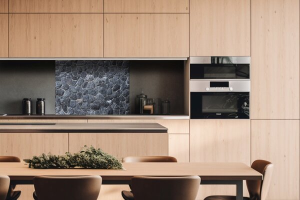 DIMEX | Plexisklo za kuchynskú linku PGT-08060-252 | 80 x 60 cm Čierny kamenný múr