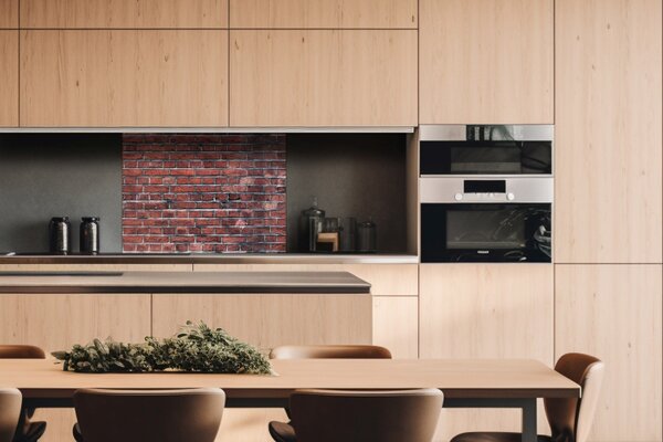 DIMEX | Plexisklo za kuchynskú linku PGT-08060-301 | 80 x 60 cm Tmavo červené tehly