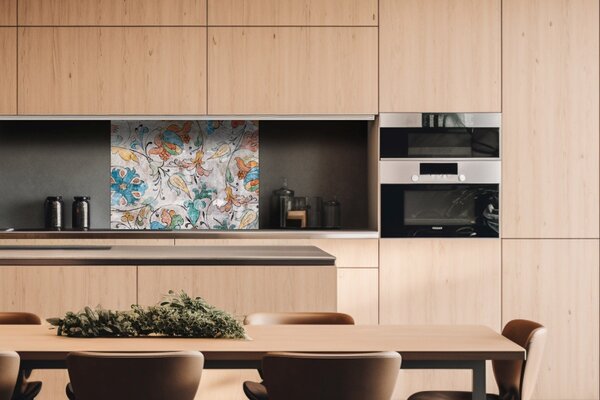 DIMEX | Plexisklo za kuchynskú linku PGT-08060-212 | 80 x 60 cm Kvetinová talianska freska